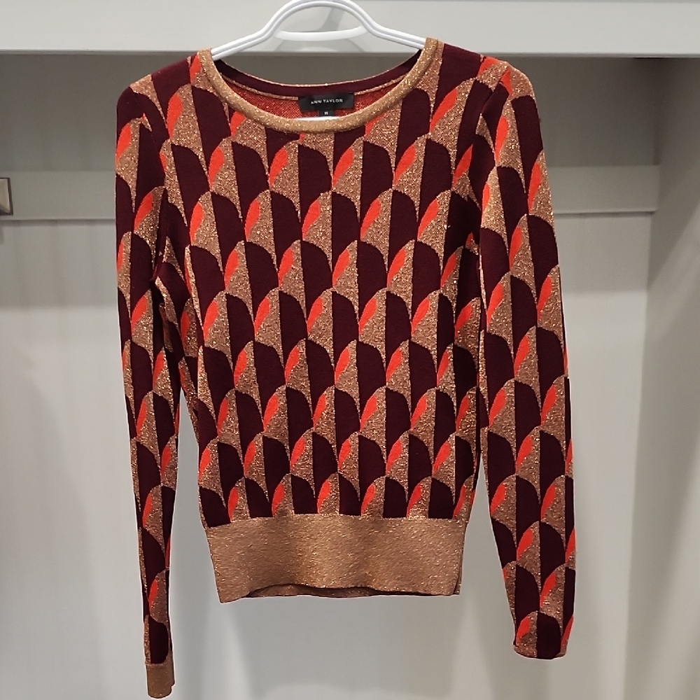 Zara Women's Sweater in Burgundy and Gold